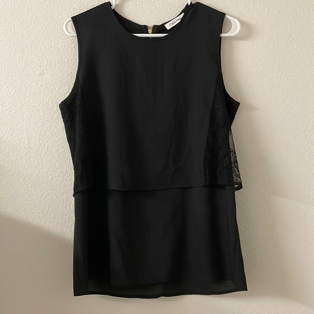 Calvin Klein black lace layered tank top size medium